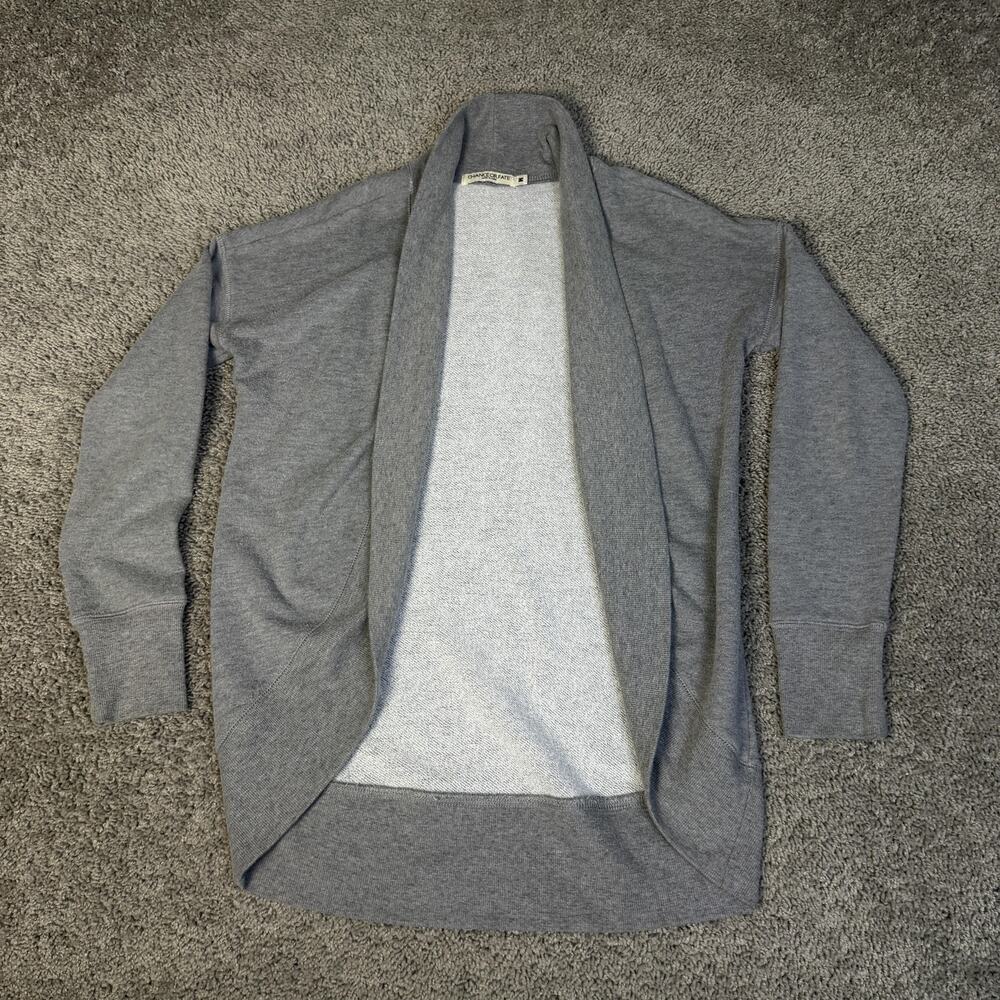 Chance Or Fate Sweater Cardigan Mens M Gray Open Collared Knit Relaxed